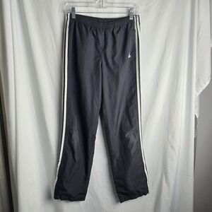 Adidas Track Pants Mens Small AZF001 3 Stripe Black Windbreaker Lined Y2K 2009
